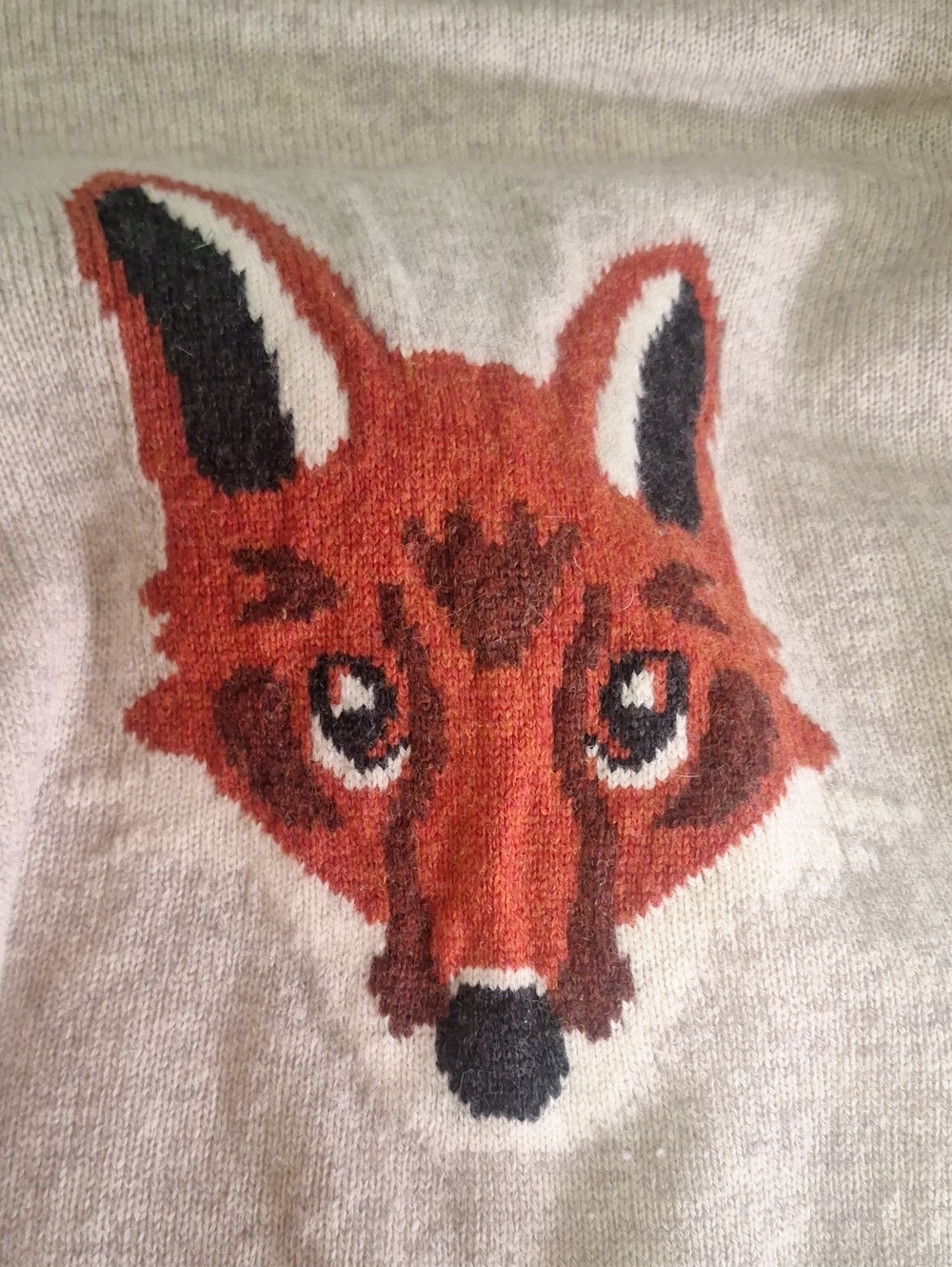 Telluride Clothing Company Lambswool Blend Fox Head Print Crew Neck Sweater SZ M - Picture 4 of 5